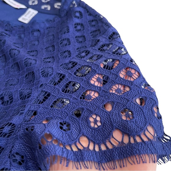Isaac Mizrahi Dress Stretch Lace Sheath Short Sleeve Navy Blue US Medium M - Picture 9 of 16